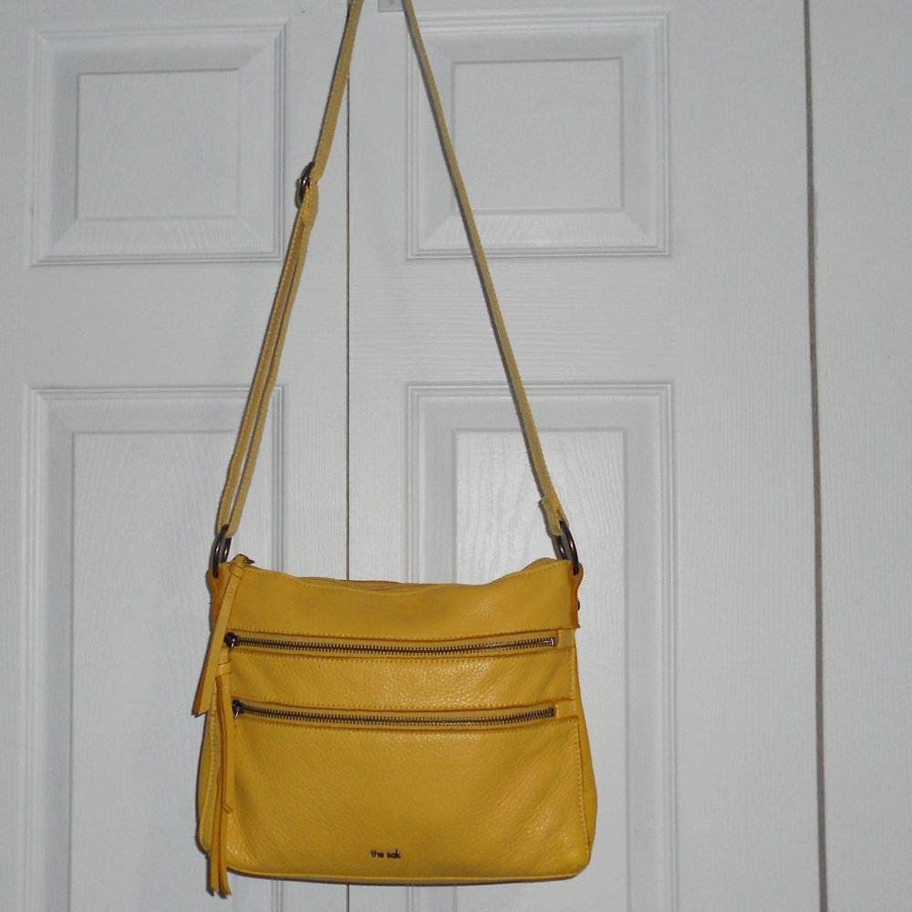 The Sak Yellow Pebbled Leather Crossbody Shoulderbag … Gem